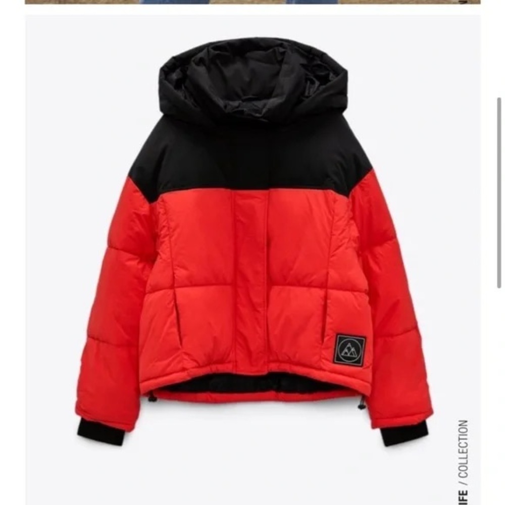 Zara Black/Red Women’s Puffer Jacket S